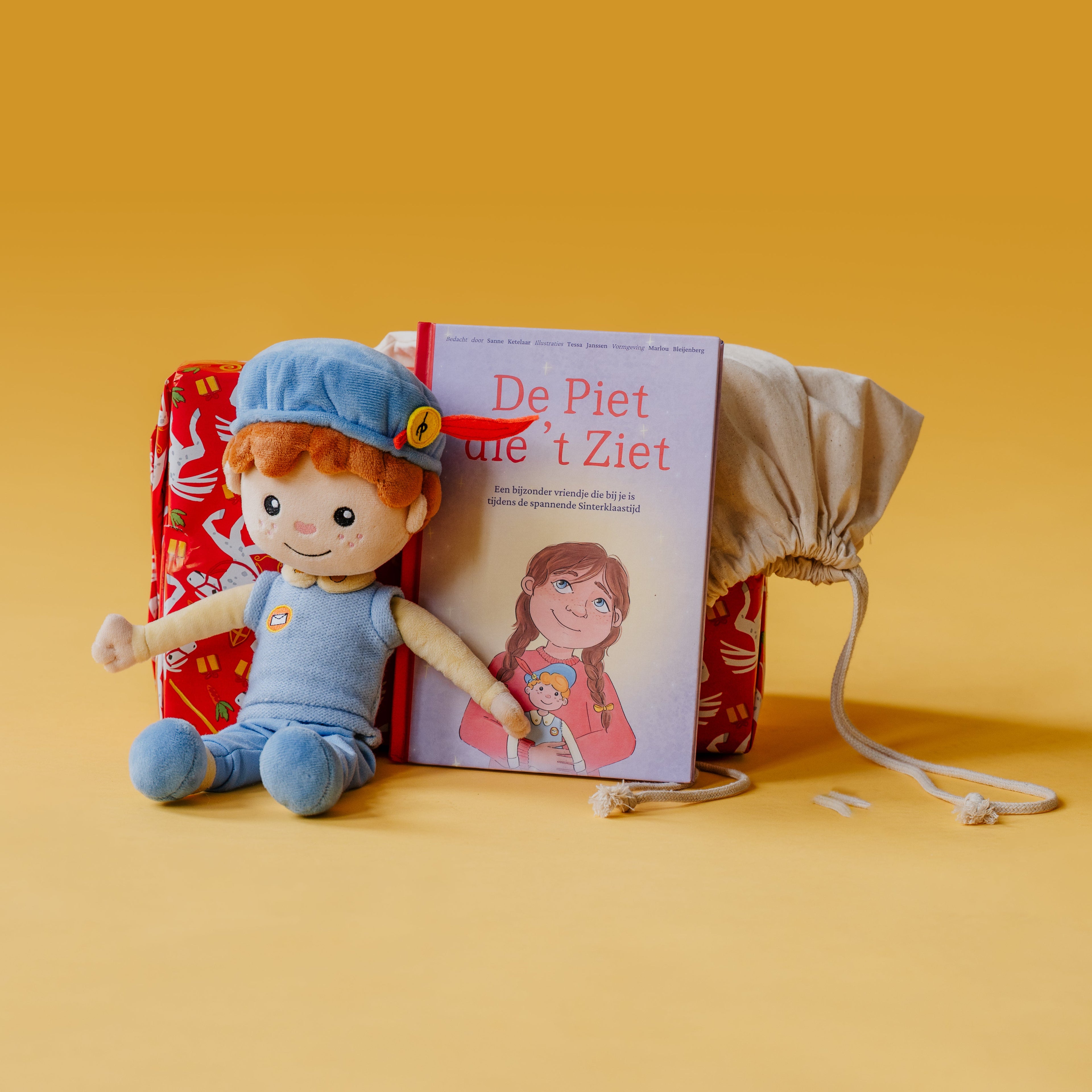 De Piet die 't Ziet - Boek + pop + postzak